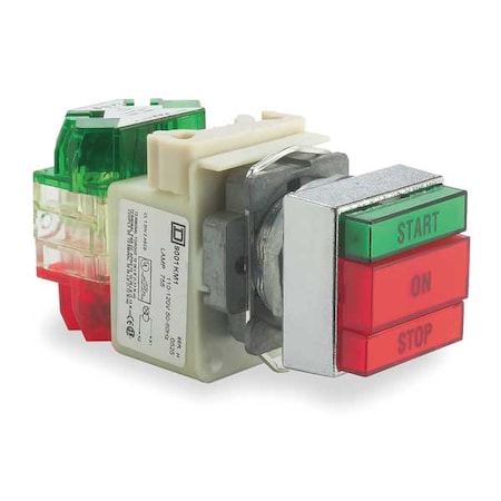 Illuminated Push Button, 30 mm, 1NO/1NC, Square MPN:9001KXRG137