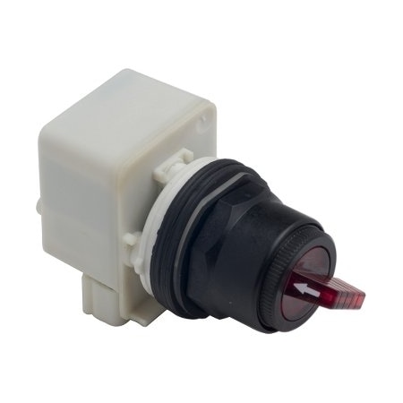 Illuminated selector switch head, Harmony 9001SK, plastic, standard handle, red, 30mm, 2 positions, stay put, 110-120V MPN:9001SK11J1R