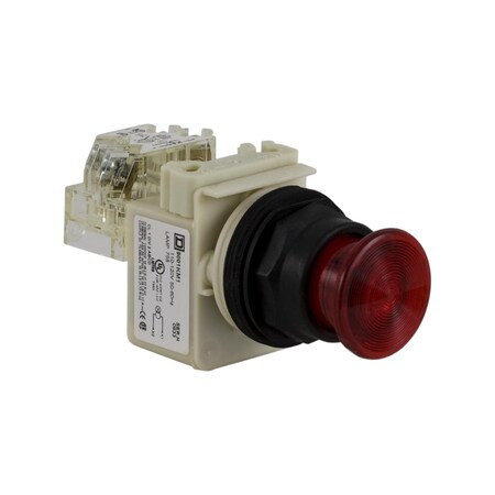 Illuminated push-button, Harmony 9001SK, plastic, mushroom 35mm, red, 30mm, spring return, 110-120V, 1 C/O MPN:9001SK2L1R20H13