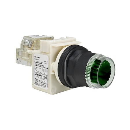 Illuminated push-button, Harmony 9001SK, plastic, projecting, green, 30mm, spring return, LED green, 120V, 1 NO MPN:9001SK2L38LGGH5