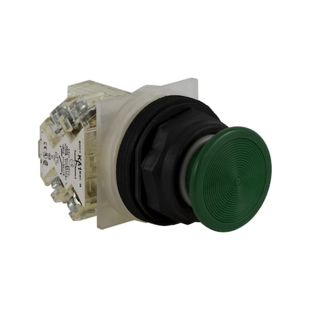 Push-button, Harmony 9001SK, plastic, mushroom 35mm, green, 30mm, spring return, 1 C/O MPN:9001SKR24GH13