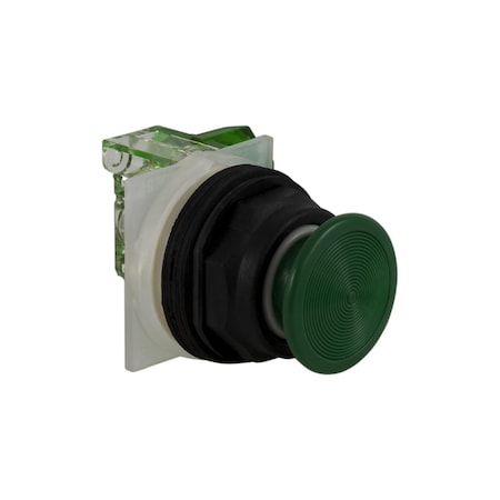 Push-button, Harmony 9001SK, plastic, snap-in plastic mushroom 35mm, green, 30mm, spring return, 1 NO MPN:9001SKR4GH5