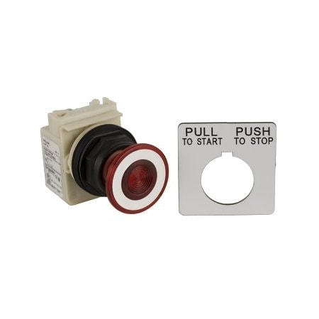 30mm push button, Type SK, red nonilluminated mushroom maintained push pull, 6A inductive at 120VAC, 2NC/1NO, NEMA 4, 4X MPN:9001SKR9RH28