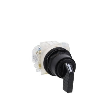 30mm push button, Type SK, 3 position selector switch, 6A inductive at 120VAC, 2NO/2NC contacts, black knob, NEMA 4, 4X MPN:9001SKS46FBH2