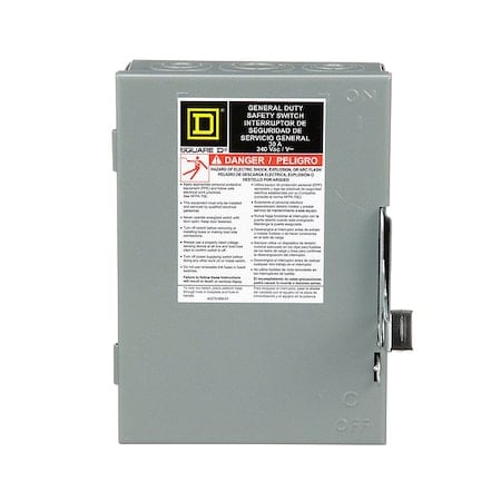 Fusible, Safety Switch, General Duty, 240 V, 2PST MPN:D221N