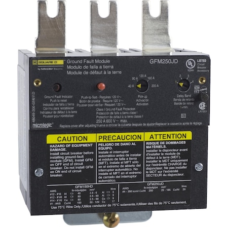 Ground fault module, PowerPacT J, micrologic, Add-on ground fault modules, 40 to 200A MPN:GFM250JD