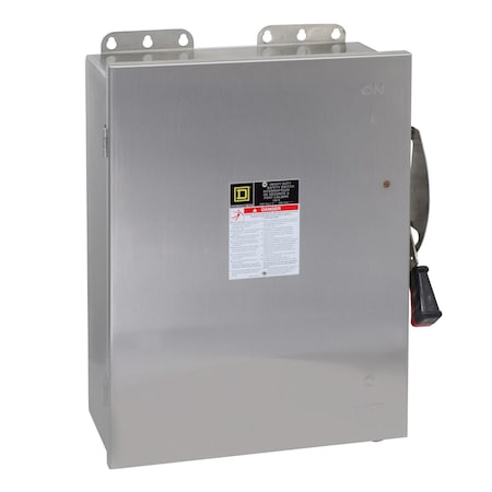 Safety switch, heavy duty, non fusible, 100A, 4 pole, 75hp, 600VAC/DC, NEMA 4, 4X, 5, 304 steel MPN:HU463DS