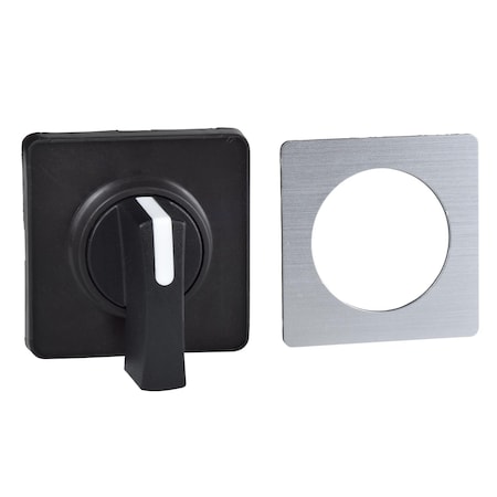 Cam switch operating head, Harmony K1, K2, 22mm, plastic, 45x45mm plate, metallic legend, black handle MPN:KBC1H