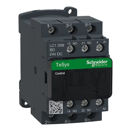 IEC Magnetic Contactor, 1NC/1NO, 24V DC, 3 P, Non-Reversing, Screw Clamp MPN:LC1D09BD