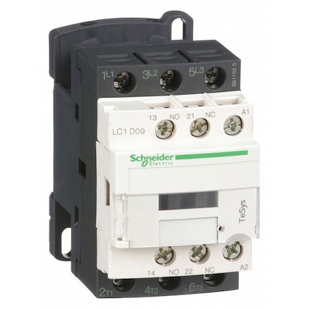 IEC Magnetic Contactor, 1NC/1NO, 480V AC, 3 P, Non-Reversing, Screw Clamp MPN:LC1D09T7
