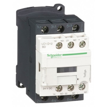 IEC Magnetic Contactor, 1NC/1NO, 24V DC, 3 P, Non-Reversing, Screw Clamp MPN:LC1D12BD