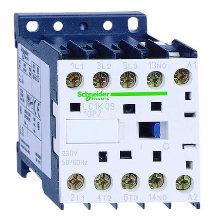 IEC Miniature Magnetic Contactor, 1NO, 208V AC, 3 P, Non-Reversing, Screw Clamp MPN:LC1K0910L7