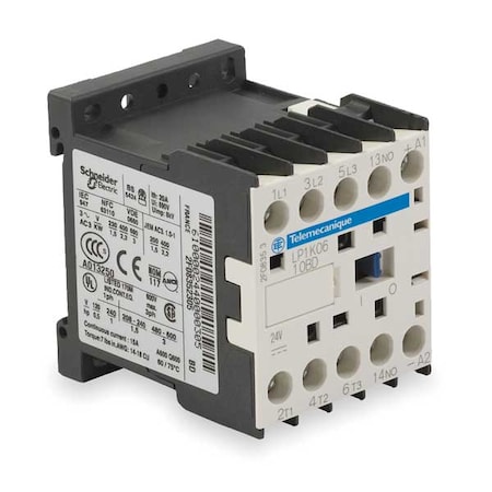 IEC Miniature Magnetic Contactor, 1NO, 24V DC, 3 P, Non-Reversing, Screw Clamp MPN:LP1K0910BD