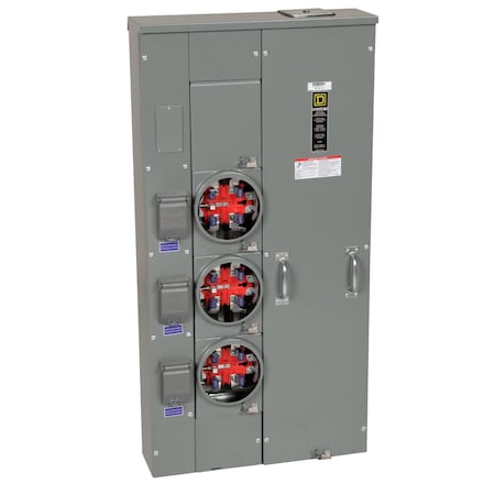 Meter center, MP Meter-Pak, 3 sockets, horn bypass, 5 jaws, 300A bus, 125A max breaker rating, ringless MPN:MPH33125