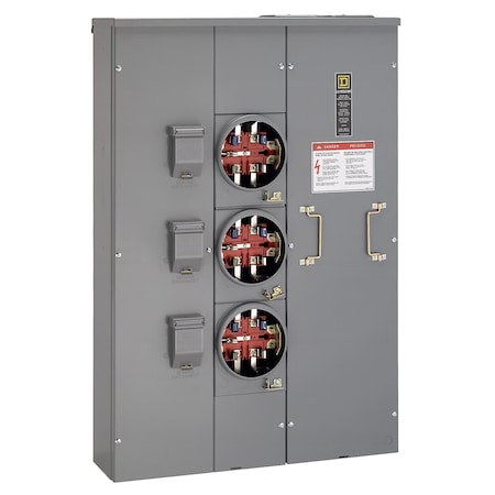 Meter center, MP Meter-Pak, 3 sockets, horn bypass, 5 jaws, 400A bus, 200A max breaker rating, ringless MPN:MPH43200