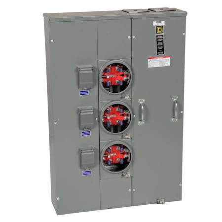 Meter center, MP Meter-Pak, 3 sockets, no bypass, 5 jaws, 400A bus, 200A max breaker rating, ringless MPN:MPR43200