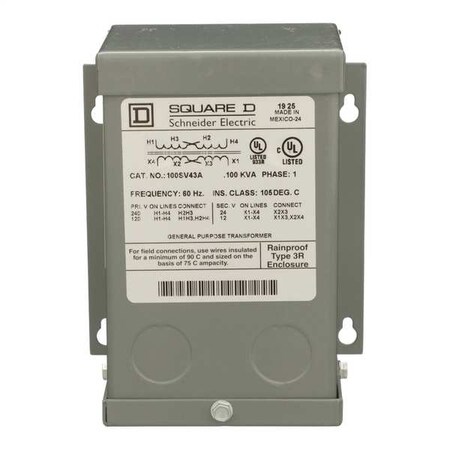 Buck Boost Transformer, 100 VA, NEMA 3R, 12/24V AC, 120/240V AC MPN:100SV43A