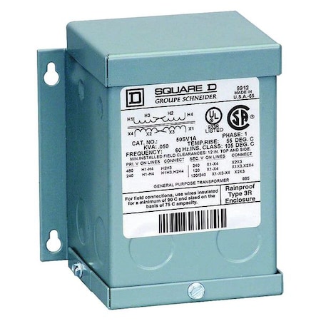 General Purpose Transformer, 1 kVA, NEMA 3R, 120/240V AC, 600V AC MPN:1S51F