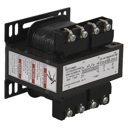 Control Transformer, 100 VA, Not Rated, 240V, 380V MPN:9070T100D12