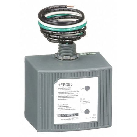 Surge Protection Device, 1 Phase, 120/240V AC, 2 Poles, 3 Wires + Ground MPN:HEPD80