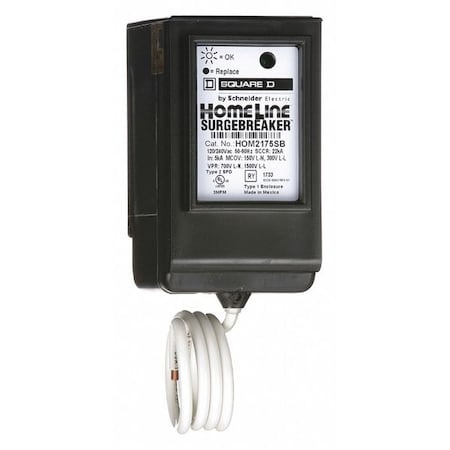 Surge Protection Device, 1 Phase, 120/240V AC, 2 Poles, 3 Wires, L-L/L-N, 900 J, NEMA 2 MPN:HOM2175SB
