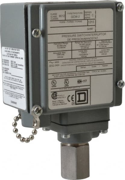 4, 13 and 4X NEMA Rated, SPDT-DB, 90 to 2,900 psig, Electromechanical Pressure and Level Switch MPN:9012GCW2