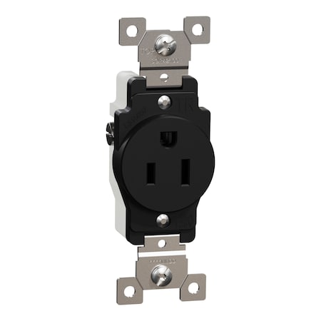 Straight Blade Receptacle, 5-15R, 15 A, 125V AC, 2 Pole, Flush Mount, Grounded MPN:SQR42100BK