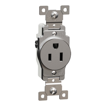 Straight Blade Receptacle, 5-15R, 15 A, 125V AC, 2 Pole, Flush Mount, Grounded MPN:SQR42100GY