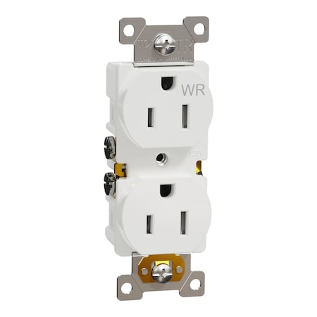 Duplex Straight Blade Receptacle, 5-15R, 15 A, 125V AC, 2 Pole, Flush Mount, Self-Grounded MPN:SQR42104WH