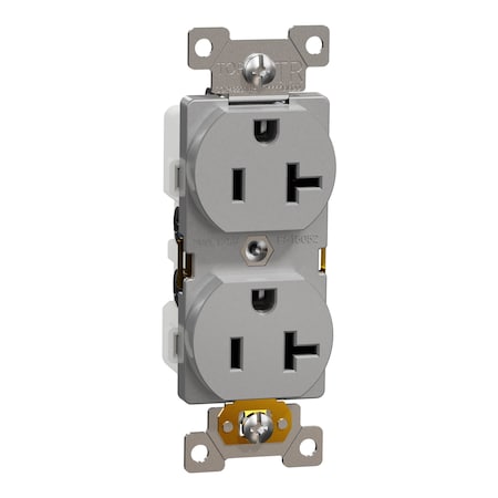 Duplex Straight Blade Receptacle, 5-20R, 20 A, 125V AC, 2 Pole, Flush Mount, Self-Grounded MPN:SQR42201GY