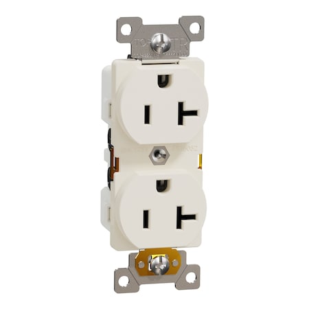 Duplex Straight Blade Receptacle, 5-20R, 20 A, 125V AC, 2 Pole, Flush Mount, Self-Grounded MPN:SQR42201LA