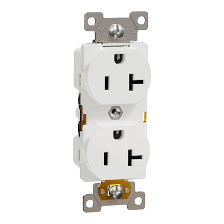 Duplex Straight Blade Receptacle, 5-20R, 20 A, 125V AC, 2 Pole, Flush Mount, Self-Grounded MPN:SQR42201WH
