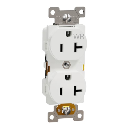 Duplex Straight Blade Receptacle, 5-20R, 20 A, 125V AC, 2 Pole, Flush Mount, Self-Grounded MPN:SQR42204WH