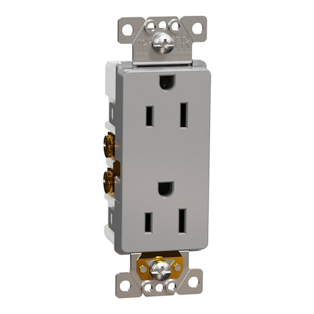 Straight Blade Receptacle, 5-15R, 15 A, 125V AC, 2 Pole, Flush Mount, Self-Grounded MPN:SQR44101GY