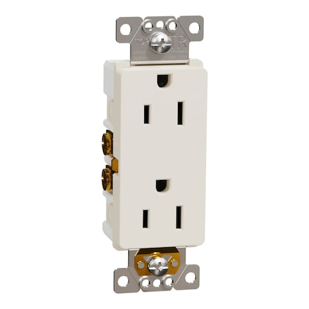 Straight Blade Receptacle, 5-15R, 15 A, 125V AC, 2 Pole, Flush Mount, Self-Grounded MPN:SQR44101LA