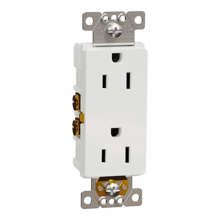 Straight Blade Receptacle, 5-15R, 15 A, 125V AC, 2 Pole, Flush Mount, Self-Grounded MPN:SQR44101WH