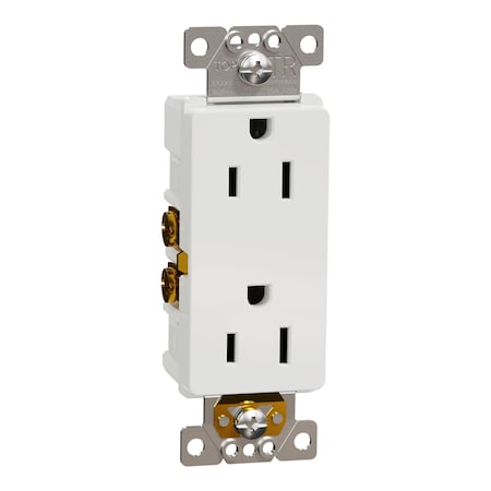 Straight Blade Receptacle, 5-15R, 15 A, 125V AC, 2 Pole, Flush Mount, Self-Grounded MPN:SQR44103WH