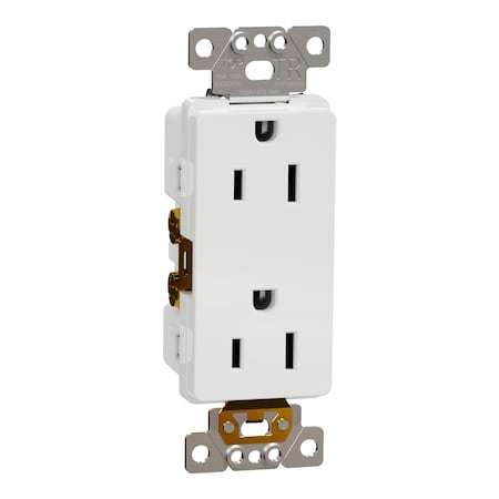 Straight Blade Receptacle, 5-15R, 15 A, 125V AC, 2 Pole, Flush Mount, Self-Grounded MPN:SQR44111WH