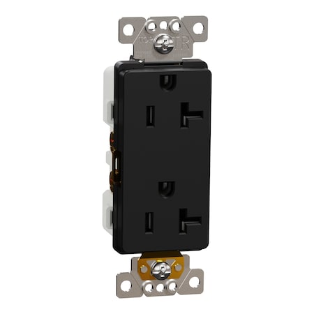 Straight Blade Receptacle, 5-20R, 20 A, 125V AC, 2 Pole, Flush Mount, Self-Grounded MPN:SQR44201BK