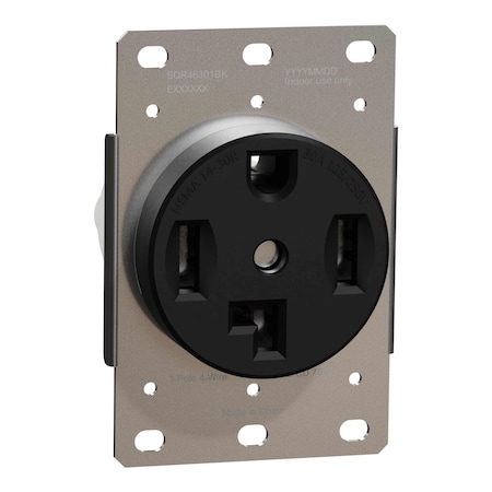 Straight Blade Receptacle, 14-30R, 30 A, 125/250V AC, 3 Pole, Flush Mount, Self-Grounded MPN:SQR46301BK