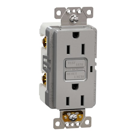 Straight Blade Receptacle, 15 A, 125V AC, 2 Pole, Flush Mount, Self-Grounded MPN:SQR51101GY