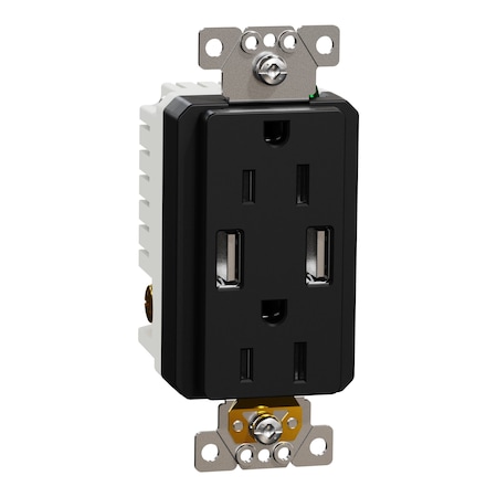 Usb Charger + Socket-Outlet, 15 A Socket MPN:SQR55141BK