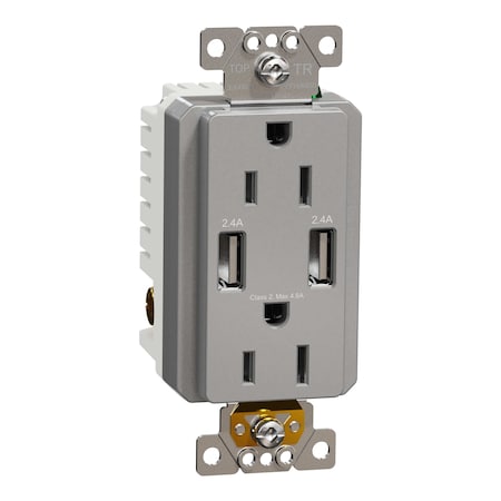 Usb Charger + Socket-Outlet, 15 A Socket MPN:SQR55141GY
