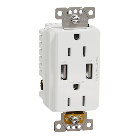 Usb Charger + Socket-Outlet, 15 A Socket MPN:SQR55141WH