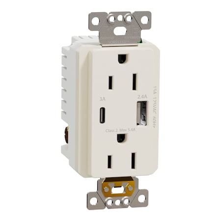Usb Charger + Socket-Outlet, 15 A Socket MPN:SQR55153LA