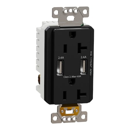 Usb Charger + Socket-Outlet, 20 A Socket MPN:SQR55241BK