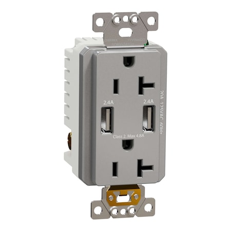Usb Charger + Socket-Outlet, 20 A Socket MPN:SQR55241GY