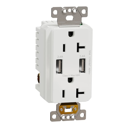 Usb Charger + Socket-Outlet, 20 A Socket MPN:SQR55241WH