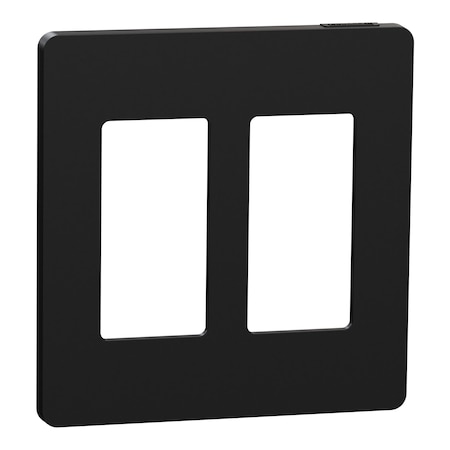 Cover Frame, X Series, 2 Gangs, Screwles, Number of Gangs: 2 Plastic, Matte Finish, Black MPN:SQWP141002BK