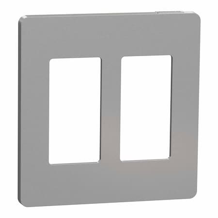 Cover Frame, X Series, 2 Gangs, Screwles, Number of Gangs: 2 Plastic, Matte Finish, Gray MPN:SQWP141002GY